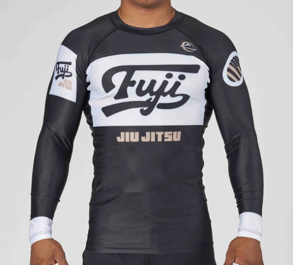 Jiu Jitsu Script Flex Lite Long Sleeve Rashguard Black by Fuji Sale