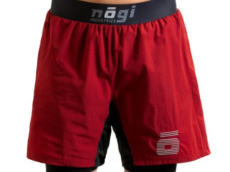 Ghost 7  Premium Lined Grappling Shorts -  Merlot Red by Nogi Industries Discount