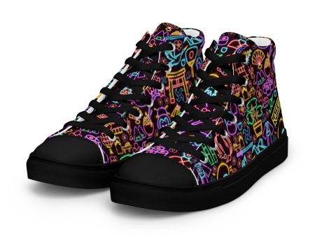 Neon Nights Men’s High top Canvas Shoes by Kaizen Athletic Fashion