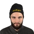 Embroidered Beanie w Puff logo (Black & Gold) by Nogi Industries Fashion