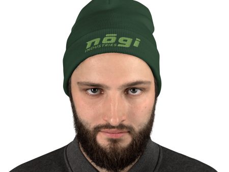 Embroidered Beanie w Puff logo (Green & Green) by Nogi Industries Online Sale