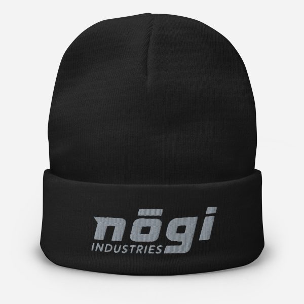 Embroidered Beanie w Puff logo (Black & Gray) by Nogi Industries Supply