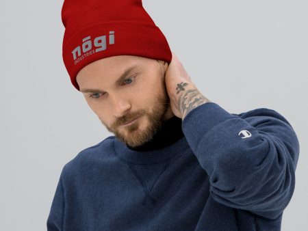 Embroidered Beanie w Puff logo (Red & Gray) by Nogi Industries Discount